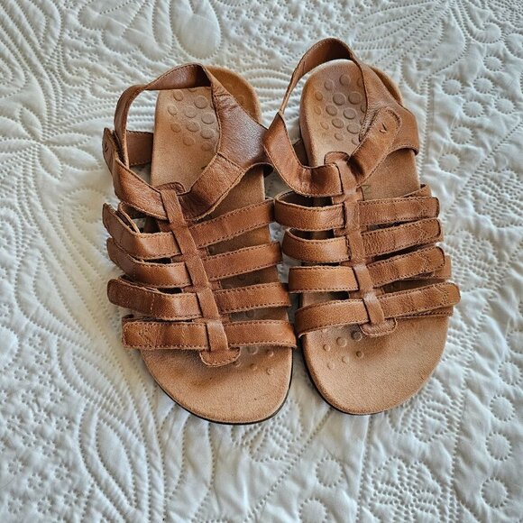 Vionic Womens Harissa Leather Sandals, Size 8 Wide, Tan Adjustable Straps - Picture 13 of 13
